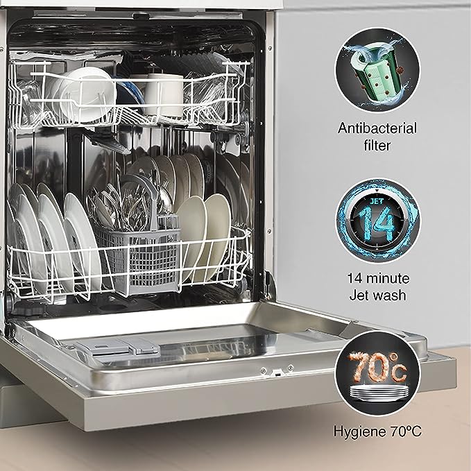Godrej Eon Dishwasher | Steam Wash Technology |13 place setting |Perfect for Indian Kitchen| A+++ Energy rating | DWF EON VES 13Z SI STSL- Satin Silver Godrej Eon Dishwasher | Steam Wash Technology |13 place setting |Perfect for Indian Kitchen| A+++ Energy rating | DWF EON VES 13Z SI STSL- Satin Silver